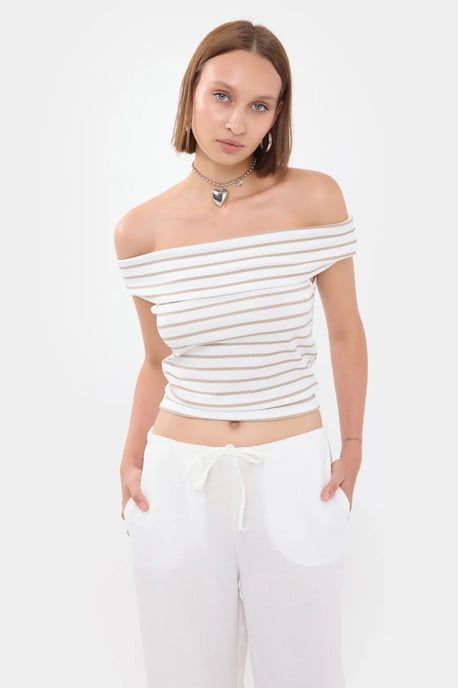 Randig Off-Shoulder Topp - Image 1