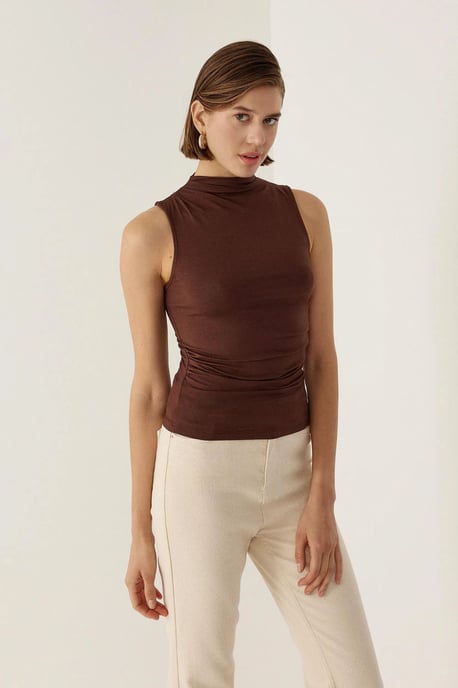 Mouwloze Drapé Blouse - Image 2