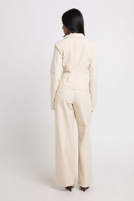 Linen Look Hook & Eye Blazer - Image 2