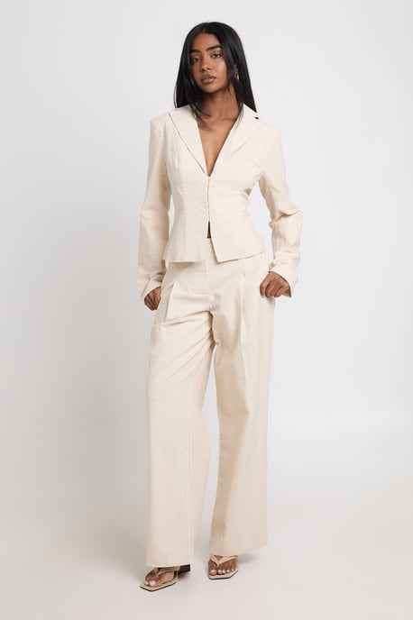 Linen Look Hook & Eye Blazer - Image 3
