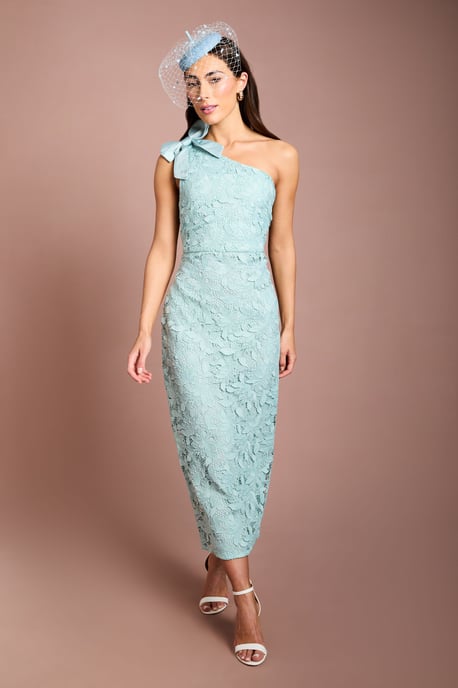 Lisa Tan One Shoulder Bow Detail Midi Dress - Image 1