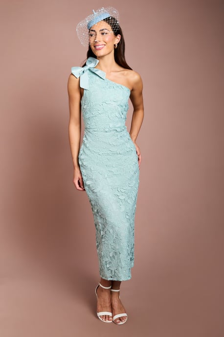 Lisa Tan One Shoulder Bow Detail Midi Dress - Image 4