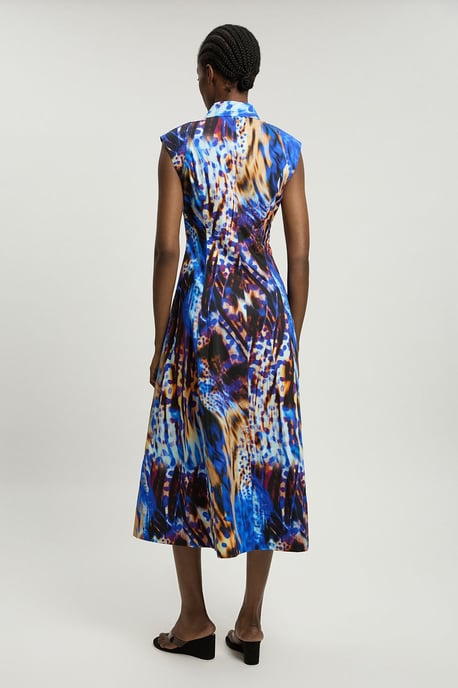 Cotton Top Stitch Woven Midaxi Shirt dress - Image 3