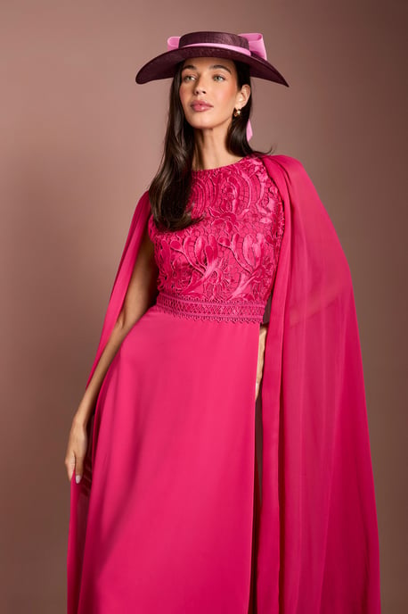 Lisa Tan Cape Sleeve Lace Midi Dress - Image 2