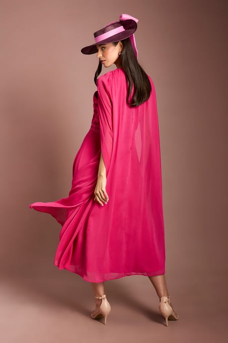 Lisa Tan Cape Sleeve Lace Midi Dress - Image 3