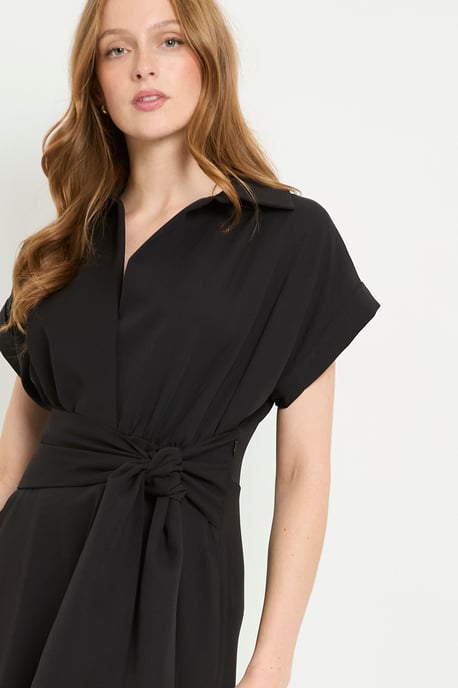Formal Front Tie Shirt Midi Dress - Image 2