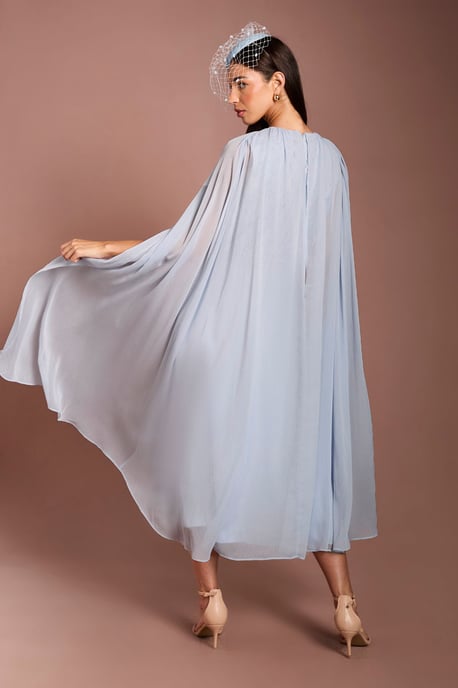Lisa Tan Cape Sleeve Lace Midi Dress - Image 3