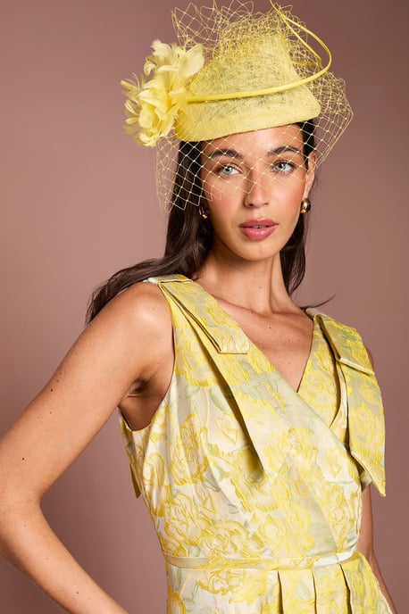Lisa Tan Bow Shoulder Jacquard Midi Dress - Image 3