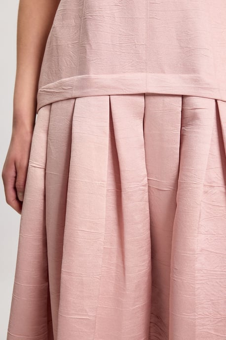 Textured Tailored Twill Full Skirt Midi Dress - Image 4