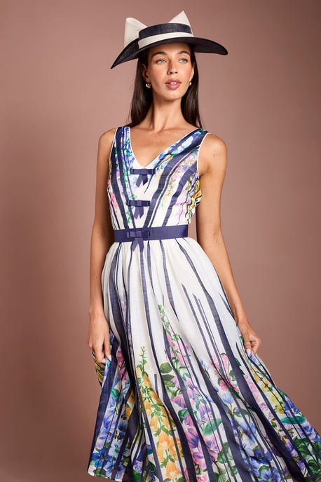 Lisa Tan Bow Detail Printed Organza Midi Dress - Image 2