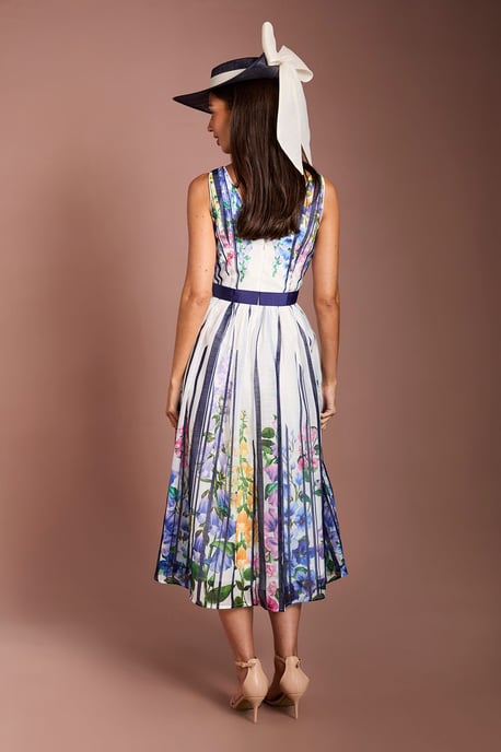 Lisa Tan Bow Detail Printed Organza Midi Dress - Image 3