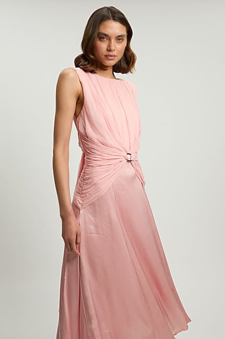 Viscose Georgette Ruffle Sleeveless Woven Midi Dress - Image 1
