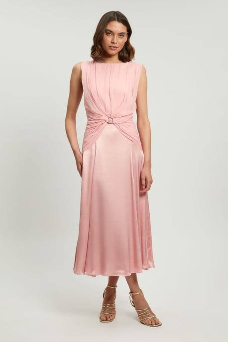 Viscose Georgette Ruffle Sleeveless Woven Midi Dress - Image 2