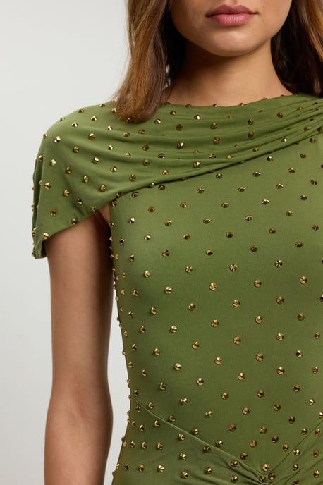 Twist Detail Studded Jersey Maxi Dress - Image 4