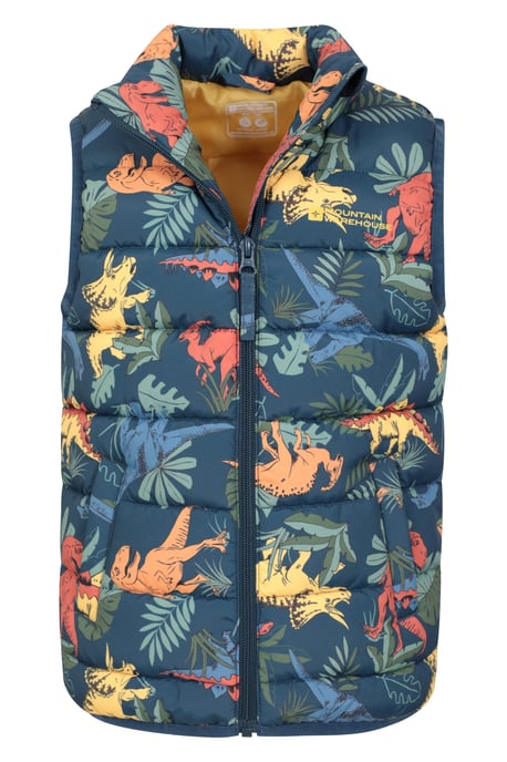'Rocko' Kids Printed Gilet Water Resistant Padded Rain Jacket Multicolour - Image 6
