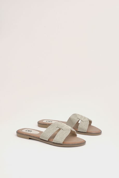 Riley Textile Cross Strap Flat Sliders - Image 3