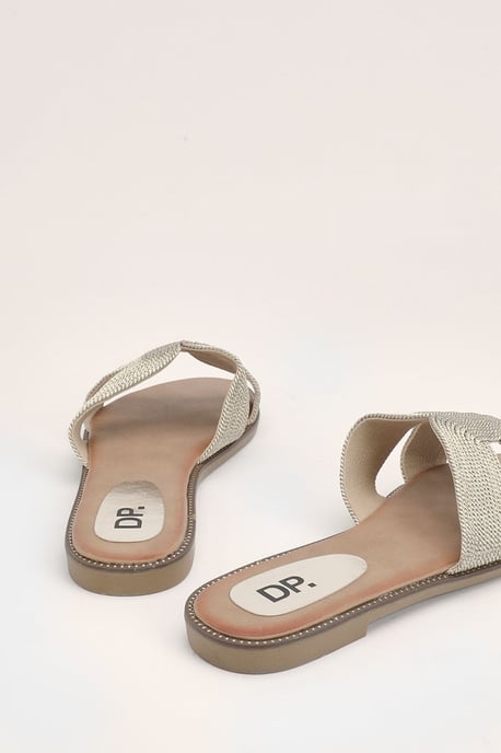 Riley Textile Cross Strap Flat Sliders - Image 4