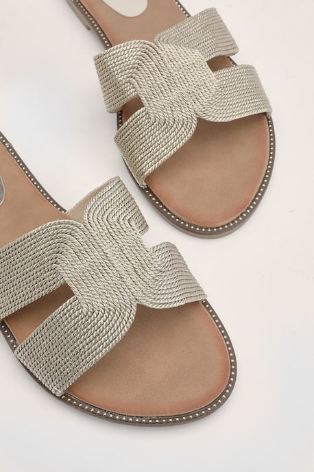 Riley Textile Cross Strap Flat Sliders - Image 5
