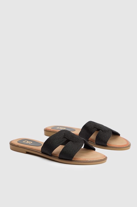 Riley Textile Cross Strap Flat Sliders - Image 3
