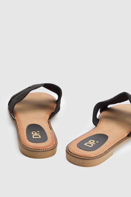 Riley Textile Cross Strap Flat Sliders - Image 4