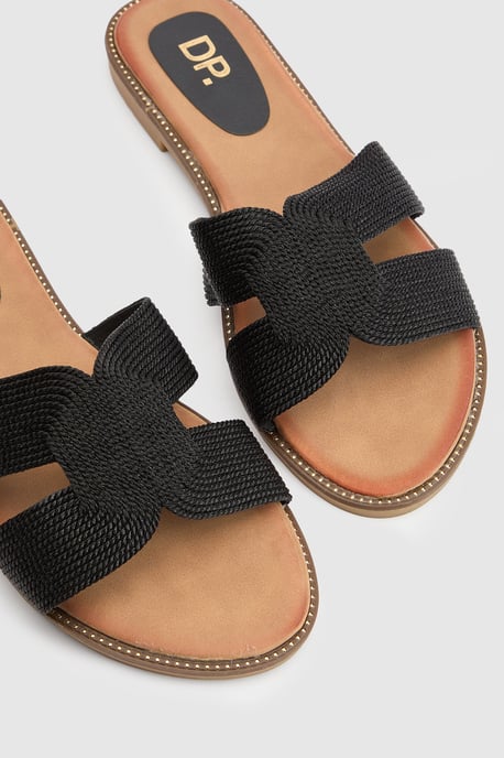 Riley Textile Cross Strap Flat Sliders - Image 5