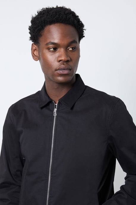 Black Cotton Harrington Jacket - Image 2