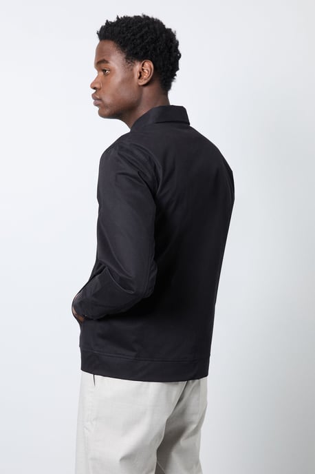 Black Cotton Harrington Jacket - Image 3