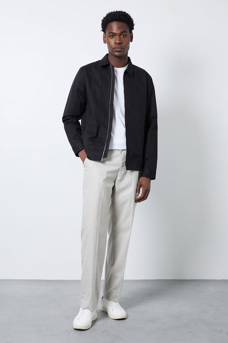 Black Cotton Harrington Jacket - Image 4