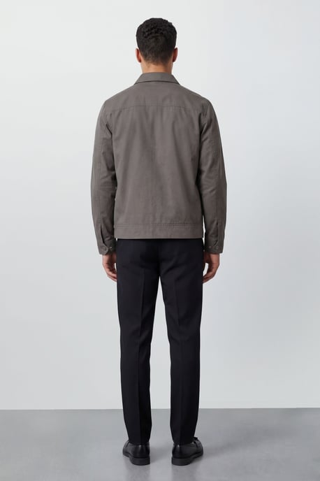 Charcoal Cotton Harrington Jacket - Image 3