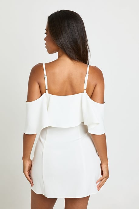 Tailored Strappy Foldover Ruffle Mini Dress - Image 2
