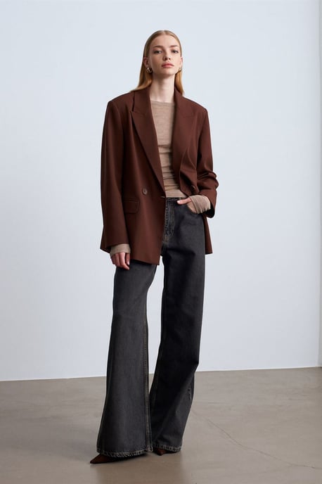 Oversized Long Crepe Blazer Jacket - Image 5