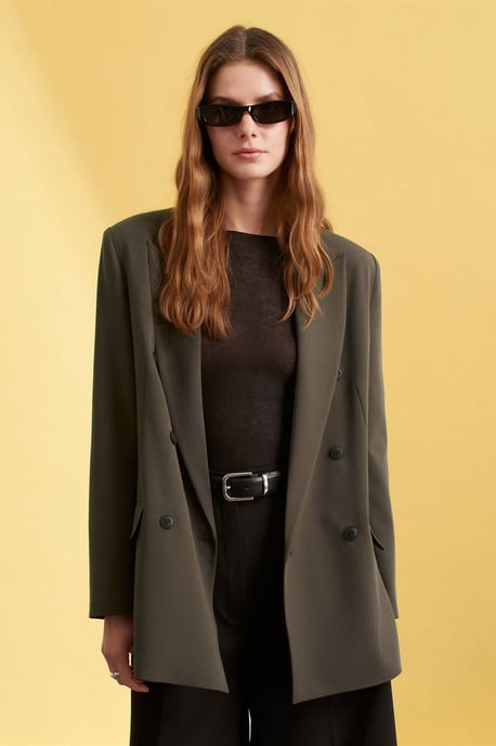 Lång Crepe Blazer Jacka - Image 4