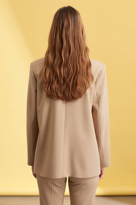 Randig crepe-blazer med sjalkrage - Image 2