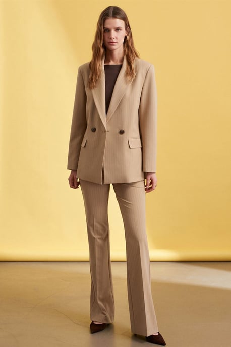 Randig crepe-blazer med sjalkrage - Image 4