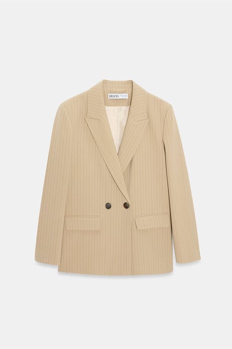 Randig crepe-blazer med sjalkrage - Image 5