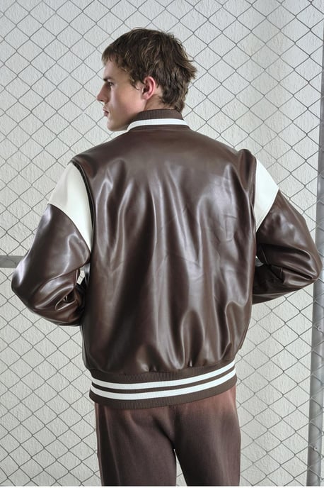 Faux läder broderad zip-jacka - Image 3