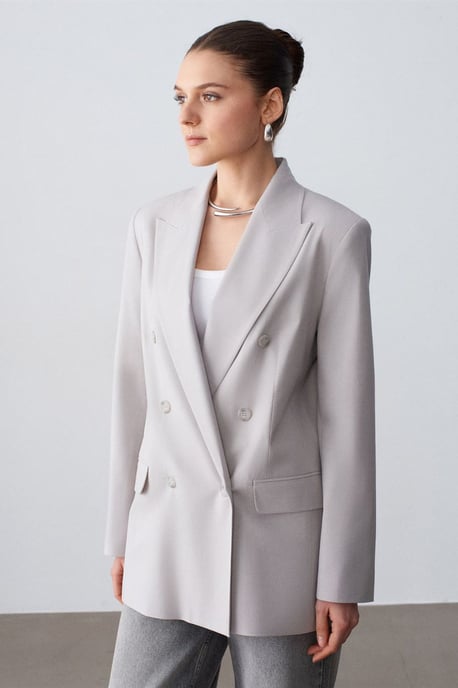 Lång Crepe Blazer Jacka - Image 3