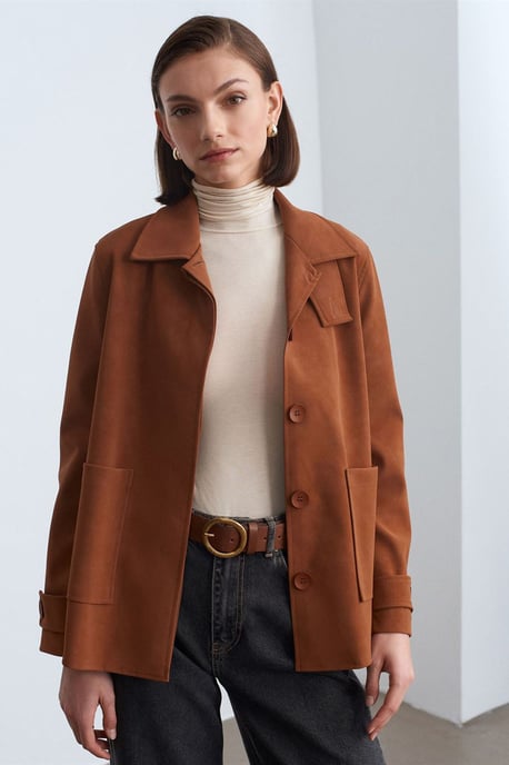 Kvinnors Falsk Sufj Jackets med Knappar - Image 3