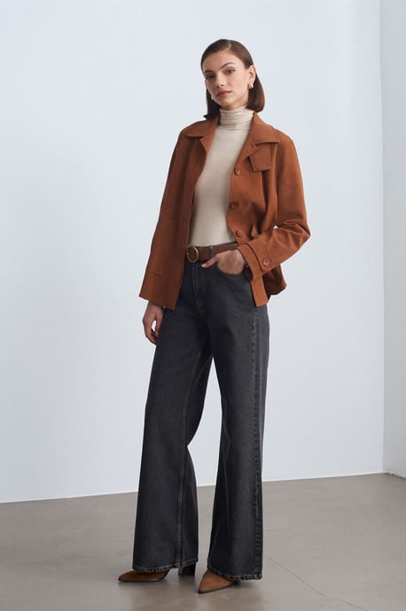 Kvinnors Falsk Sufj Jackets med Knappar - Image 4