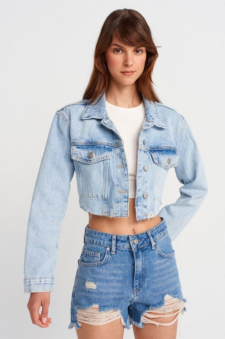 Kvinnors kort denimjacka - Image 1