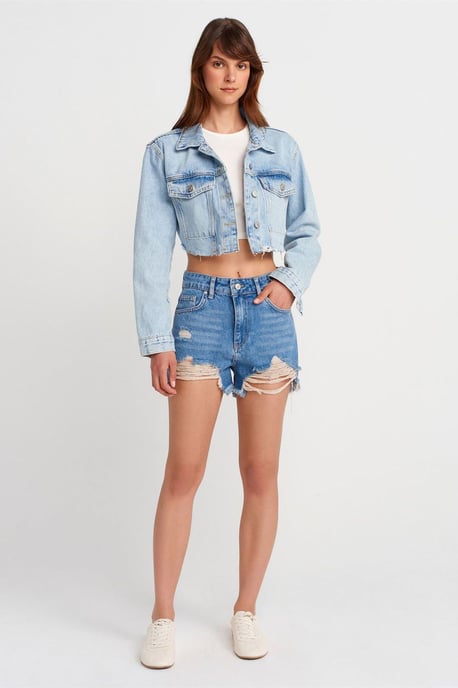 Kvinnors kort denimjacka - Image 4