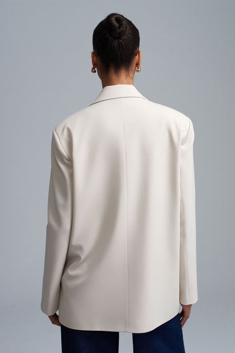 Lange Geweven Blazer Met Sjalkraag - Image 2