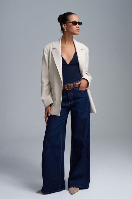 Lange Geweven Blazer Met Sjalkraag - Image 3