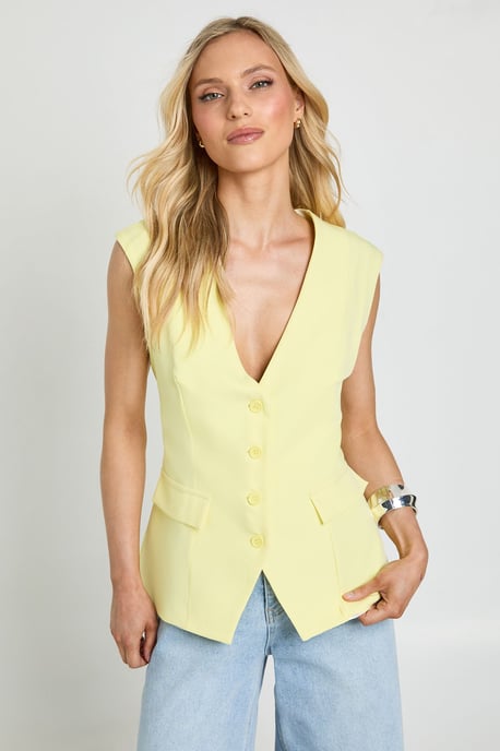 Petite V-Neck Pocket Detail Waistcoat - Image 1