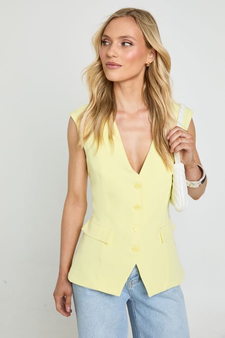 Petite V-Neck Pocket Detail Waistcoat - Image 3