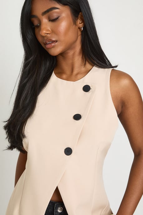 High Wrap Contrast Button Waistcoat - Image 4