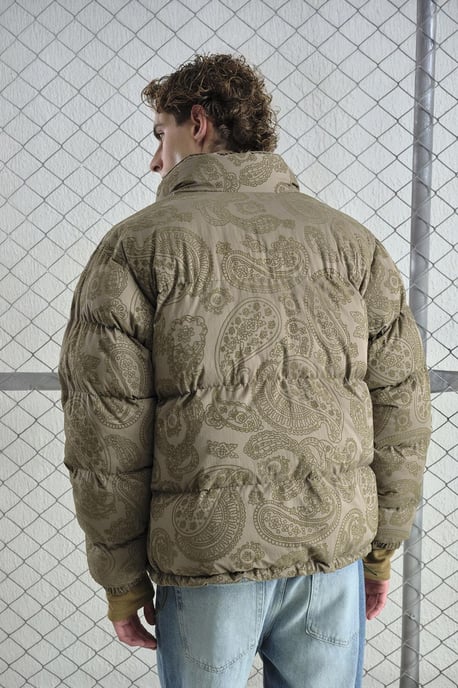 Gestreepte Dikke Bomber Puff Donsjas met Ritskraag - Image 3