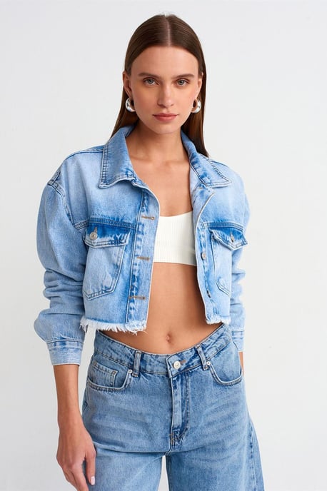 Korte Denim Puffer Jas - Image 3