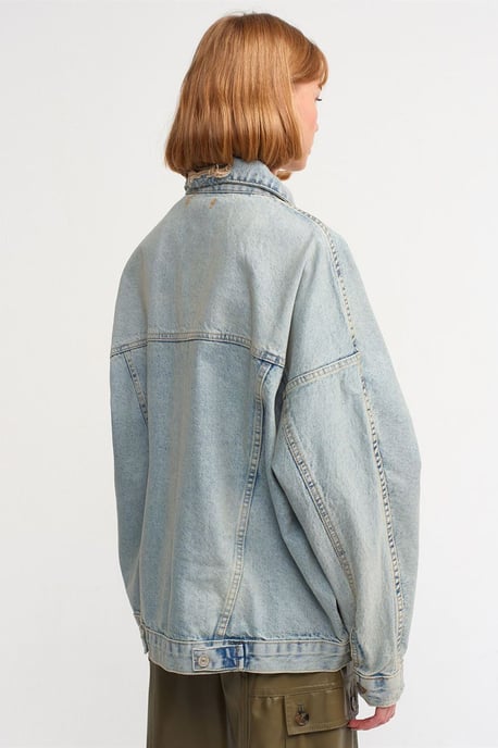 Överdimensionerad Denimknappjacka - Image 2