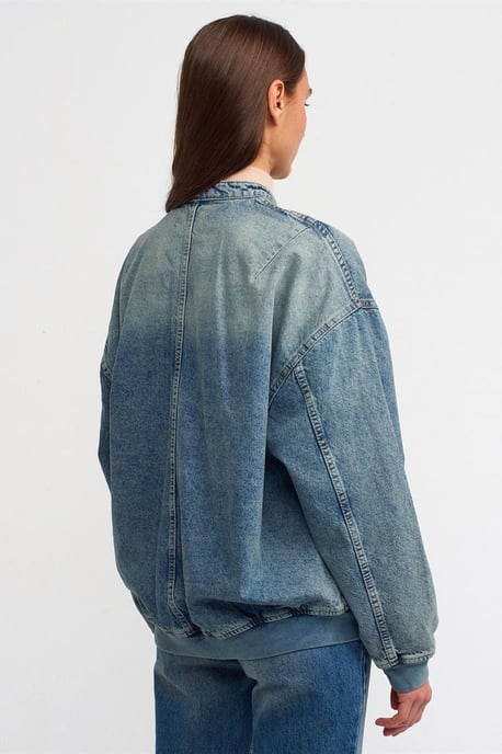 Överdimensionerad Lång Denim Puffy-Jacka - Image 2